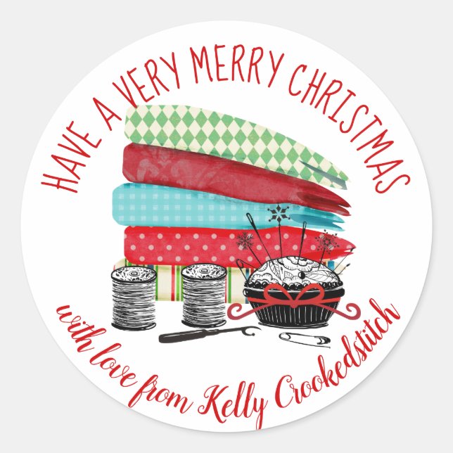 Nociones de costura de tela que acolchan pegatinas (Anverso)