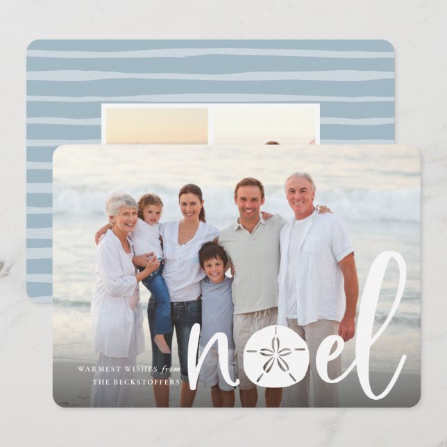 Noel costero | Tarjeta fotográfica de vacaciones (Anverso / Reverso)