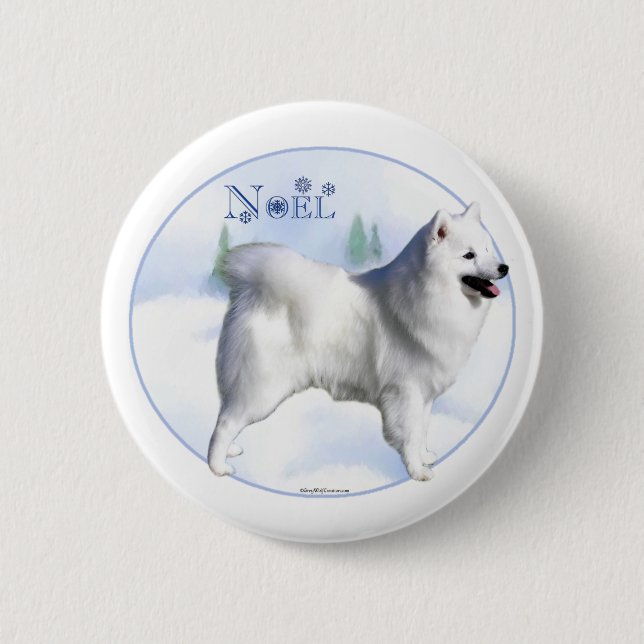 Noel de perro esquimal estadounidense - Botón (Anverso)