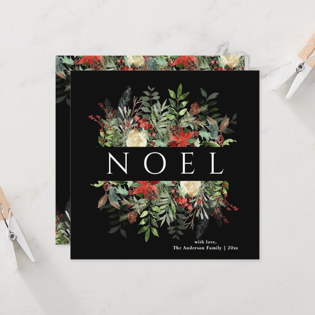 Noel Elegant | Tarjeta de Navidades rústicos botán (Anverso/Reverso In Situ)