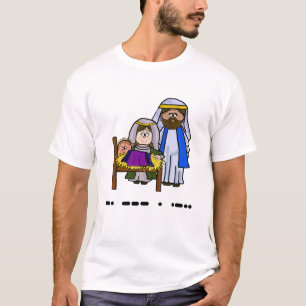 Noel en camiseta con código morse + escena de gest