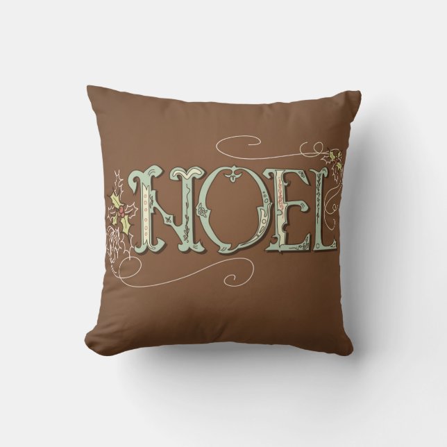 Noel/Feliz Navidad Reversible almohada decorativa (Anverso)