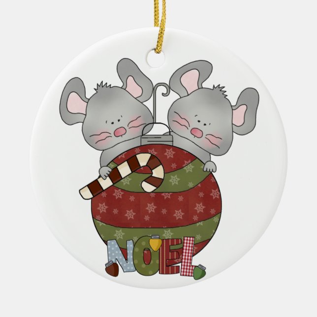 Noel Holiday Mice Ornamento de Navidad (Frente)