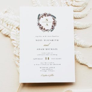 NOEL Navidad rústica Pino Invitación de boda de in