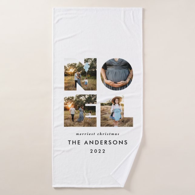 Noel Navidades negrita moderno 4 foto simple Holid (Toalla de baño)