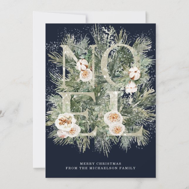 Noel Winter Pine Botánica Tarjeta de Navidades de  (Anverso)
