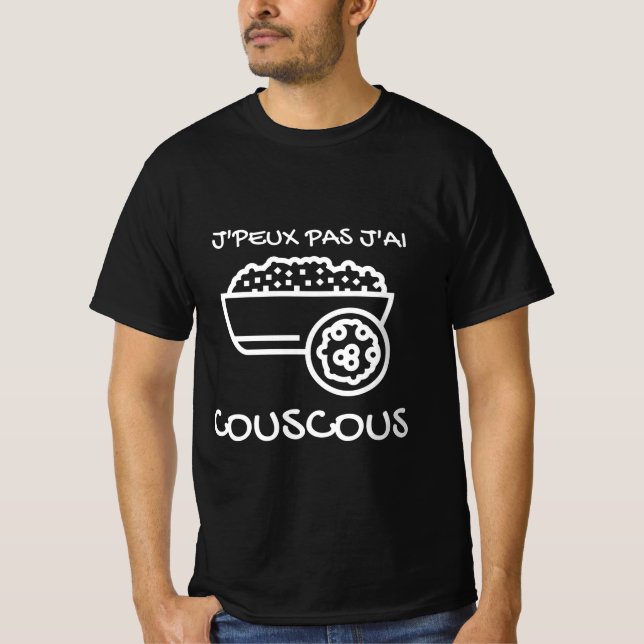 Noir de camiseta "J'peux pas j'ai Couscous" (Anverso)