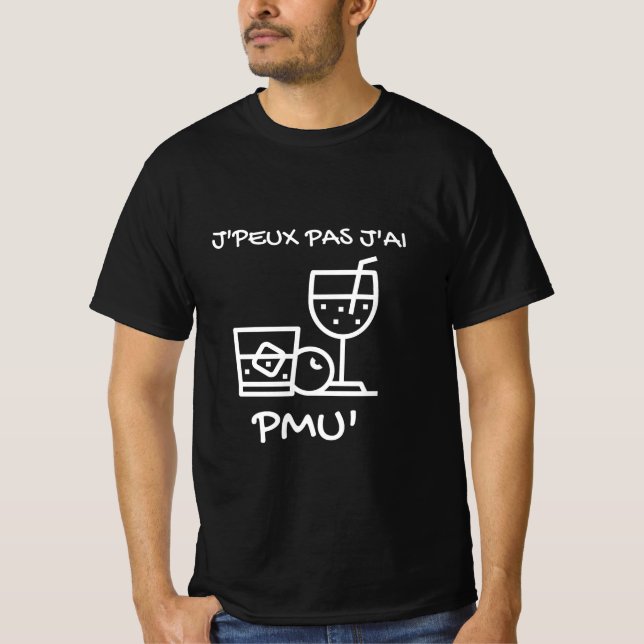 Noir de camiseta "J'peux pas j'ai PMU"  (Anverso)