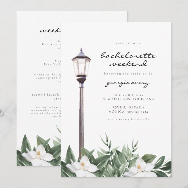 NOLA New Orleans Magnolia Bachelorette Itinerary (Anverso / Reverso)
