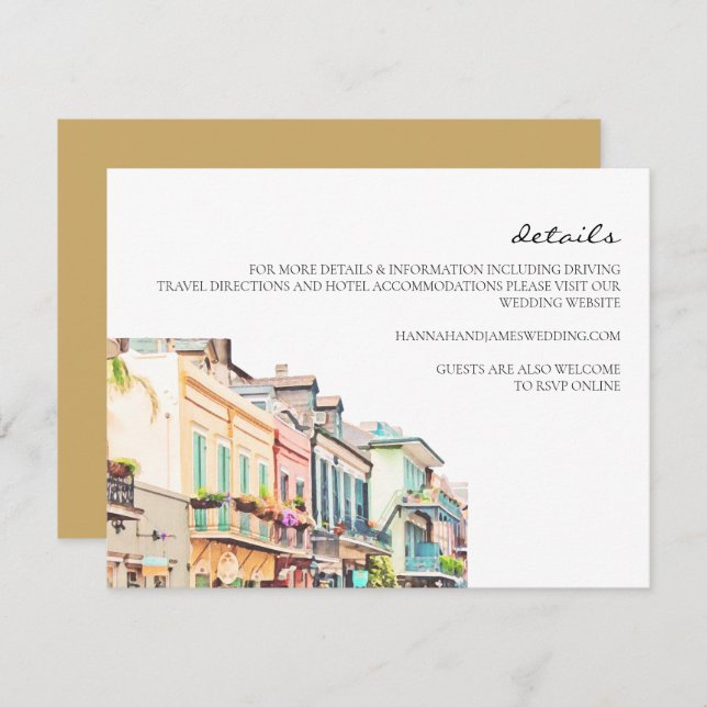 Nola - Tarjeta de detalles del Boda de New Orleans (Anverso / Reverso)