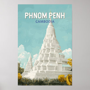 Nom Pen Ilustracion Camboya Retro de arte de viaje