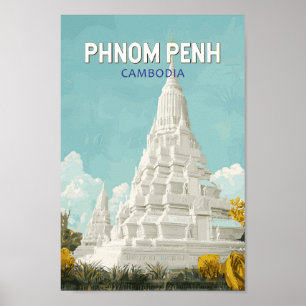 Nom Pen Ilustracion Camboya Retro de arte de viaje
