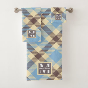 Nombra Monograma Retro Plantado De Crema Azul Bebé