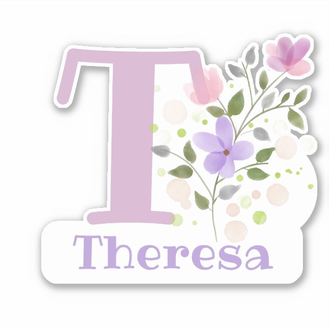 Nombrar a Theresa con la letra T Pegatina de corte (Anverso)
