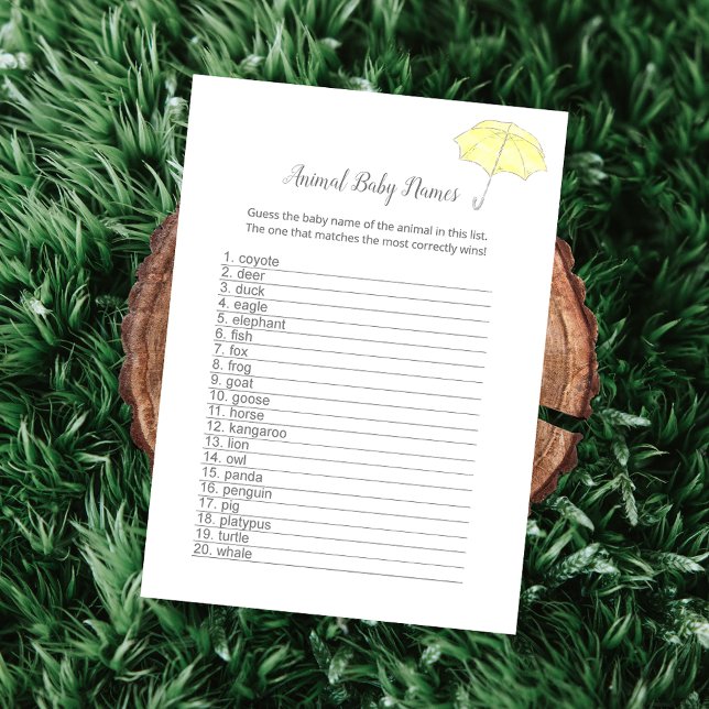 Nombrar animal Nombrar bebé Sprinkke Ducha Tarjeta (Subido por el creador)