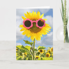 Nombrar día girasol con tarjeta de gafas de sol