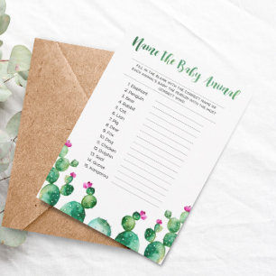 Nombrar la tarjeta de juego Baby Animal Baby Showe