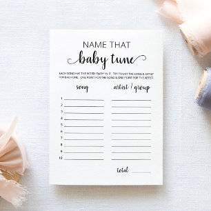 Nombrar la tarjeta de juegos Baby Shower de baby t