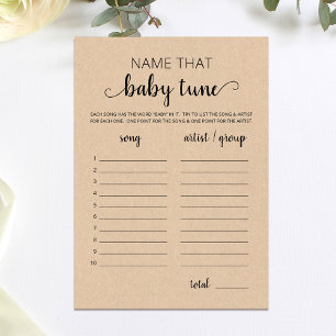 Nombrar la tarjeta de juegos Baby Shower de baby t