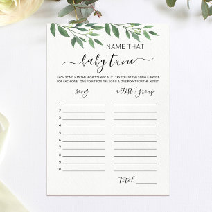 Nombrar la tarjeta de juegos Baby Shower de baby t