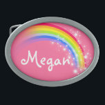 Nombre 5 letras arco iris hebilla de cinturón oval<br><div class="desc">La hebilla del cinturón de arco iris con nombre,  actualmente lee,  Megan o personaliza con el nombre más largo de su elección (sólo hasta 5 letras). Diseño inspirado en los hermosos arcos de Victoria,  Australia. Artículo diseñado exclusivamente por Sarah Trett.</div>