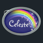 Nombre 7 letras arcoiris navy hebilla de cinturón<br><div class="desc">La hebilla del cinturón arcoiris con nombre,  actualmente lee,  Celeste o personaliza con el nombre más largo de su elección (sólo hasta 7 letras). Diseño inspirado en los hermosos arcos de Victoria,  Australia. Artículo diseñado exclusivamente por Sarah Trett.</div>