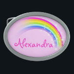 Nombre 9 letras arco iris hebilla de cinturón oval<br><div class="desc">Hebilla de cinturón arcoiris con nombre,  actualmente lee,  Alexandra o personaliza con el nombre más largo de su elección (sólo hasta 9 letras). Diseño inspirado en los hermosos arcos de Victoria,  Australia. Artículo diseñado exclusivamente por Sarah Trett.</div>