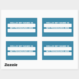 Nombre azul Celadon y etiquetas Pronoun
