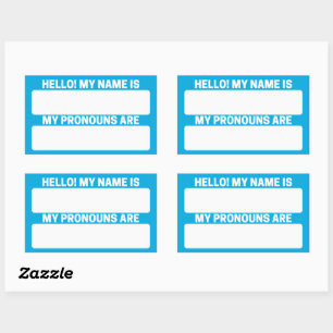Nombre azul ceruleano y etiquetas Pronoun