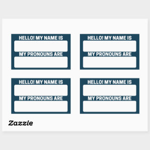 Nombre azul prusiano y etiquetas Pronoun