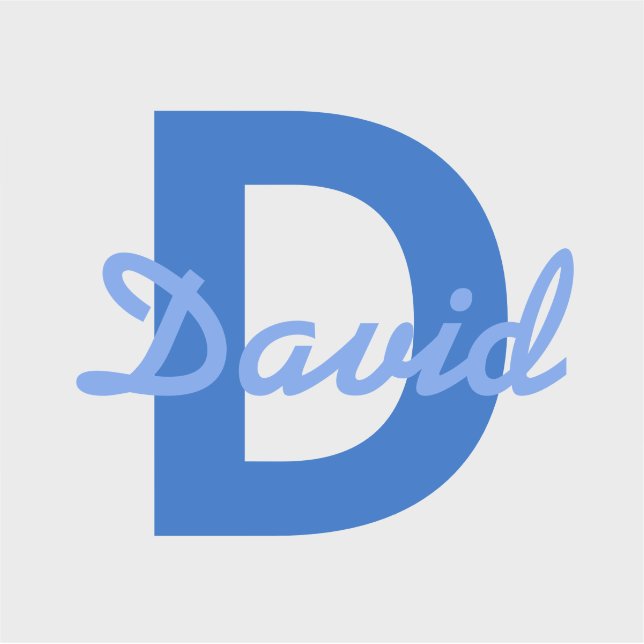 Nombre azul y Pegatina de monograma (Anverso)