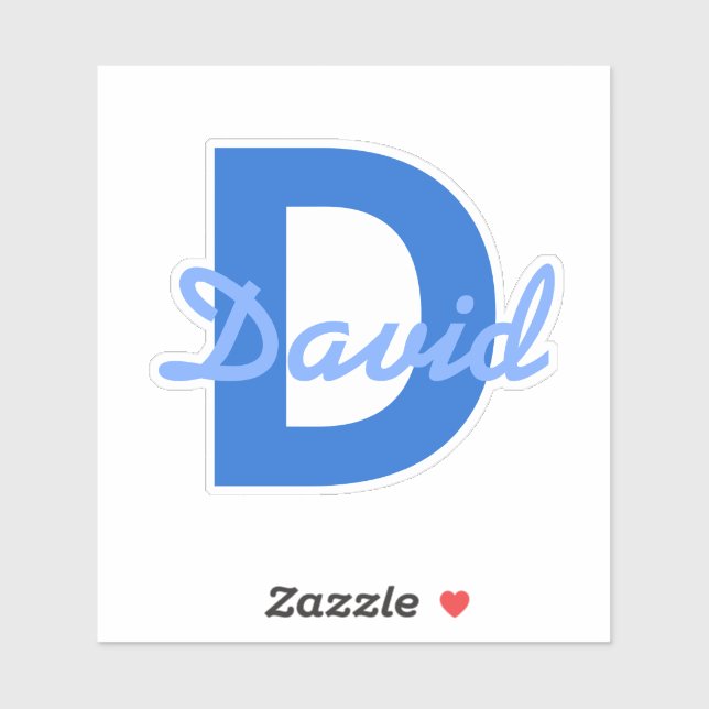 Nombre azul y Pegatina de monograma (Hoja)