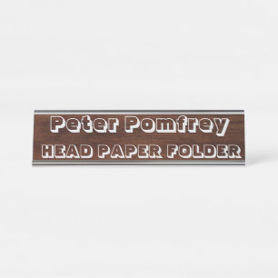 Nombre Carpeta de papel de cabeza - chistoso, placa de me