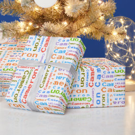 Nombre colorido Papel de ajuste de regalo personal