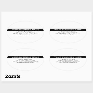 Nombre comercial resaltado en Pegatina Oval blanco