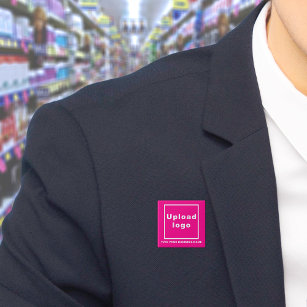 Nombre comercial y logotipo botón cuadrado rosado