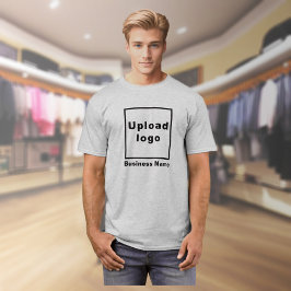 Nombre comercial y logotipo en camiseta gris
