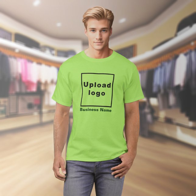 Nombre comercial y logotipo en camiseta verde anim (Lime green t-shirt with your business name and logo on model)