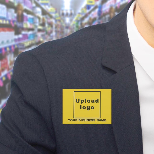 Nombre comercial y logotipo en el botón Rectángulo (Business name and logo on yellow rectangle button)