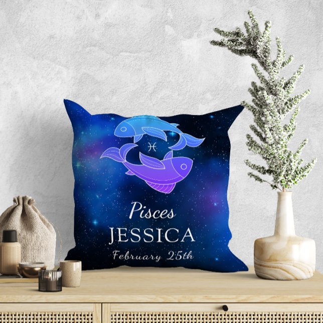 Nombre con el signo Zodiac Pisces Gift Cojín decor (Subido por el creador)