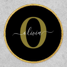Nombre con inicial personalizada en guión negro bl