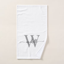 Nombre con Monograma Elegante Blanco Gris de Letra