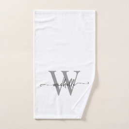 Nombre con Monograma Elegante Blanco Gris de Letra