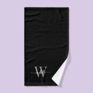 Nombre con Monograma Gris Negro de Letra Elegante