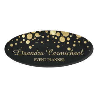 Nombre Confetti De Relieve metalizado dorado En Etiqueta 