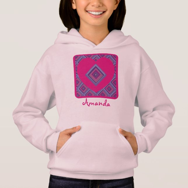 Nombre Corazón Rosa Morado Patrón de Diamante Colo (Anverso)