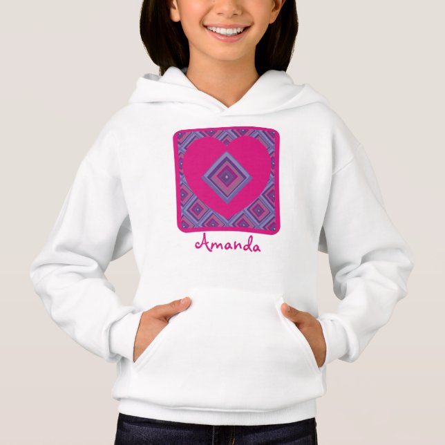 Nombre Corazón Rosa Morado Patrón de Diamante Colo (Anverso)