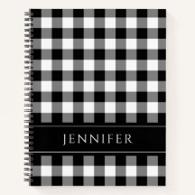 Nombre Cuaderno de Cuadros Negros y Blancos Gingha