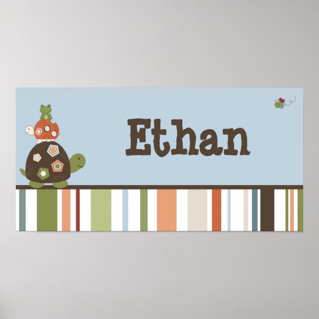 Nombre de arte de guardería 10x20 Imprimir tortuga (Frente)