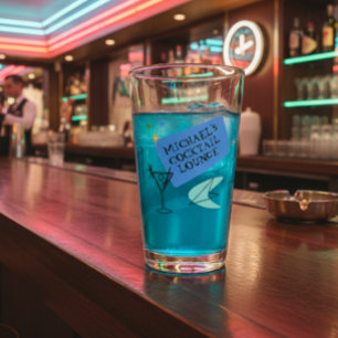 Nombre de bar de cócteles neon moderno de mediados